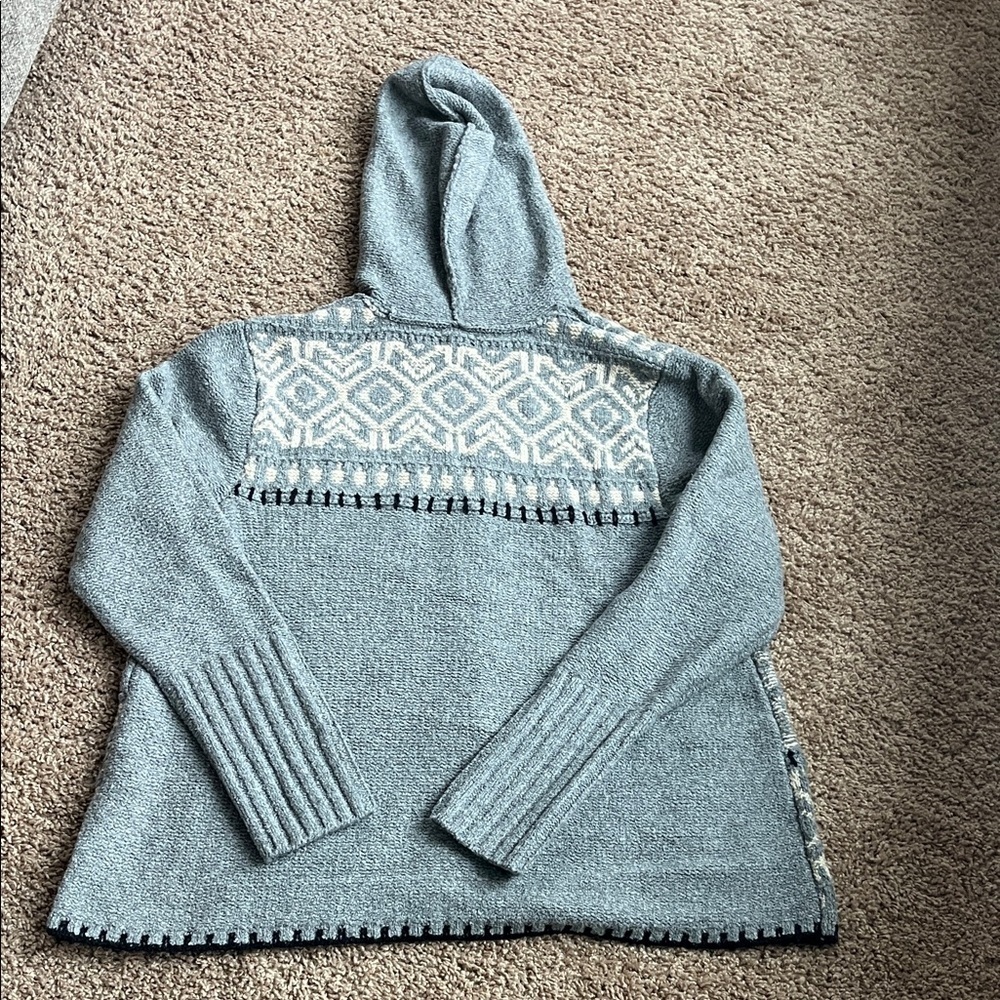 NWT J. Jill Gray Patterned Hooded Cardigan Size Small - Picture 8 of 8